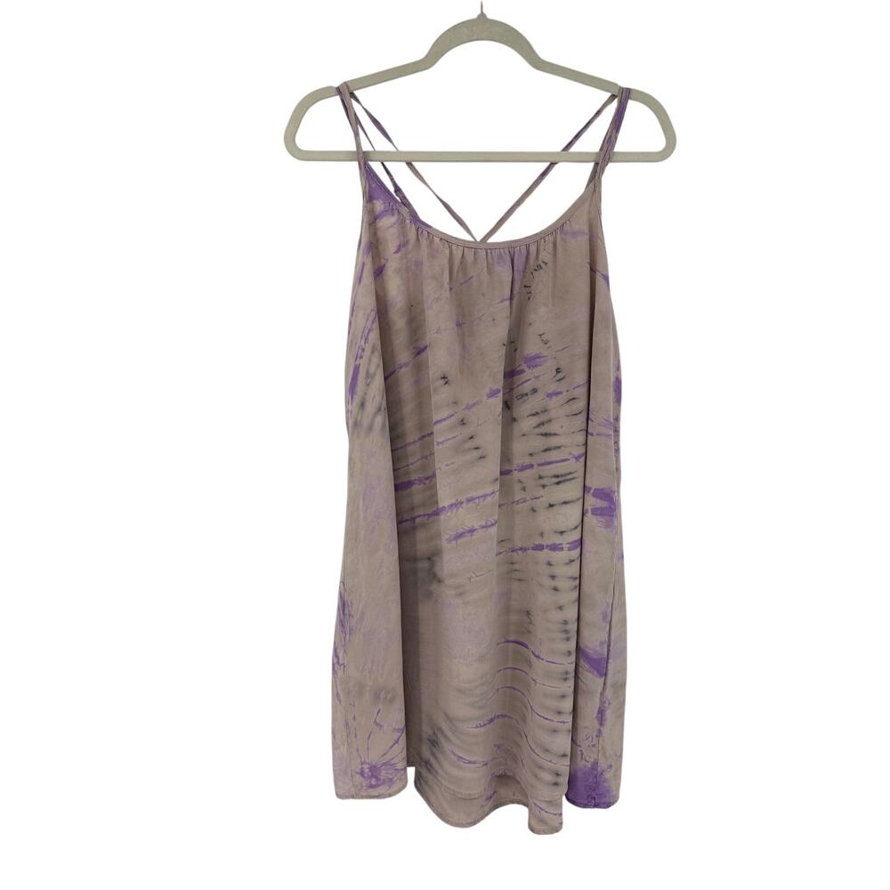 Gypsy Womens 100% silk Mini Dress Size S Tie Dye Purple Beach Vacation Boho
